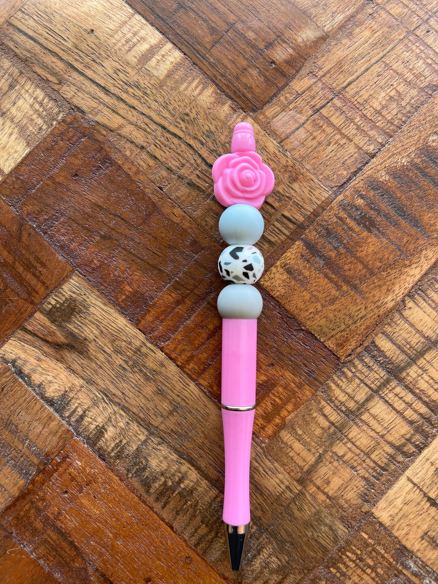 Pink Rose Terrazo Beaded Pen